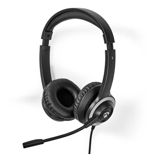 Nedis PC-hodesett | On-Ear | Stereo | USB Type-A / USB Type-C™ | Fold-Away Mikrofon | Sort Nedis PC-hodesett | On-Ear | Stereo | USB Type-A / USB Type-C™ | Fold-Away Mikrofon | Sort