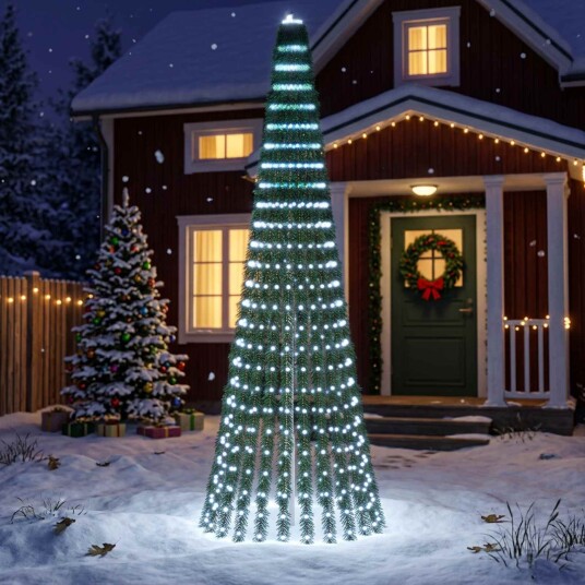 vidaXL LED juletre 270 cm 648 LED-lys Kaldhvit Stål Grønn