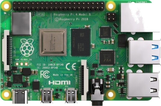 Raspberry Pi 4 Model B 4GB Enkeltbrettsdatamaskin med Wi-Fi og Bluetooth