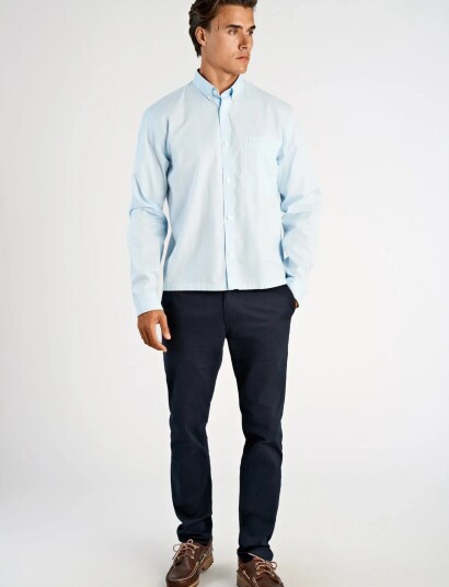 Lindbergh Fine Oxford Cropped Shirt L/S Blue XL