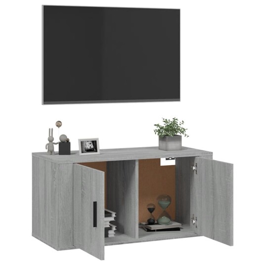 Vegghengt TV benk grå sonoma 80x34,5x40 cm Vegghengt TV benk grå sonoma 80x34,5x40 cm