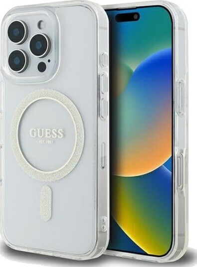 Guess IML Glitter Circle MagSafe Mobildeksel til iPhone 16 Pro Max - Gjennomsiktig Guess IML Glitter Circle MagSafe Mobildeksel til iPhone 16 Pro Max - Gjennomsiktig