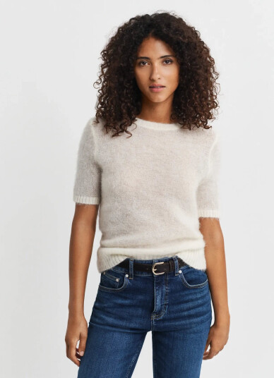 GANT Mohair Blend Ss C-Neck - Cream - S GANT Mohair Blend Ss C-Neck - Cream - S