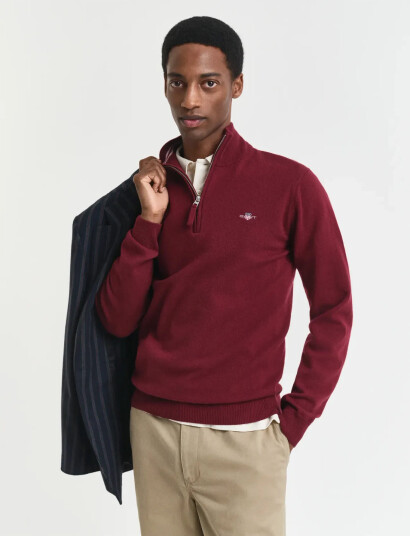 GANT Superfine Lambswool Half Zip Red XXXXL