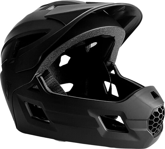 Crazy Safety Fullface-sykkelhjelm for barn i alderen 6-12 år med avtakbar hakebeskyttelse, insektnett og solskjerm - Svart - M (54-57 cm) Crazy Safety Fullface-sykkelhjelm for barn i alderen 6-12 år med avtakbar hakebeskyttelse, insektnett og solskjerm - Svart - M (54-57 cm)