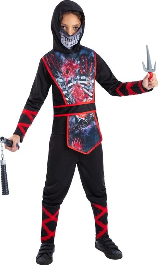 Smiffys Zombie-ninja Kostyme 4-6 år 104-116 Rød Svart