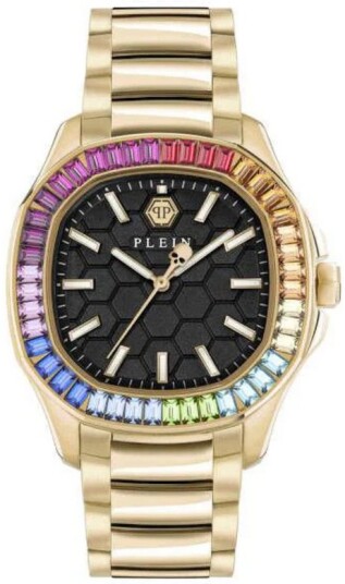Philipp Plein Dameklokke PWTAA1224 Spectre Sort/Gulltonet stål Ø37 Philipp Plein Dameklokke PWTAA1224 Spectre Sort/Gulltonet stål Ø37