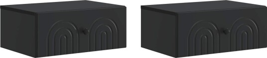 Vegghengt Nattbord 2 pcs Svart 49 x 34,5 x 20 cm Konstruert tre