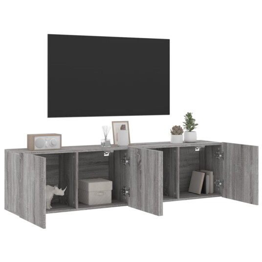 vidaXL Veggmonterte TV-benker 2 stk grå sonoma 80x30x41 cm 8721012255470 vidaXL Veggmonterte TV-benker 2 stk grå sonoma 80x30x41 cm 8721012255470
