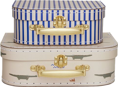 OYOY Mini Crocodile & Stripes koffertsett Beige OYOY Mini Crocodile & Stripes koffertsett Beige