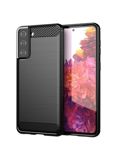 Hurtel Carbon Case Flexible Cover TPU Case for Samsung Galaxy S21+ 5G S21 Plus 5G Black