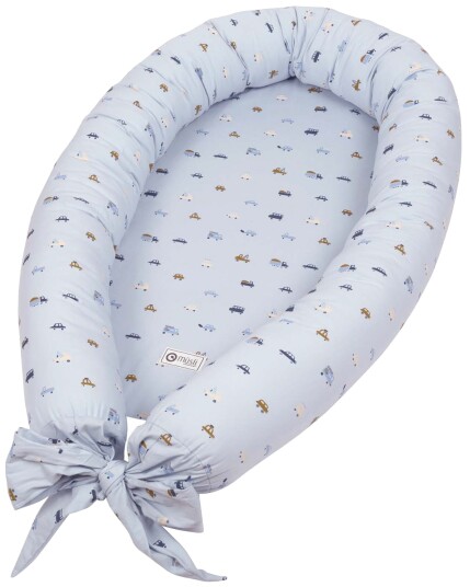 Müsli Babynest  By Green Cotton 75x40 cm Breezy Mønster med små kjøretøy