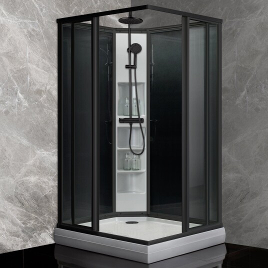 Sanipro Classic Black Dusjkabinett 70x90 - Svart Matt