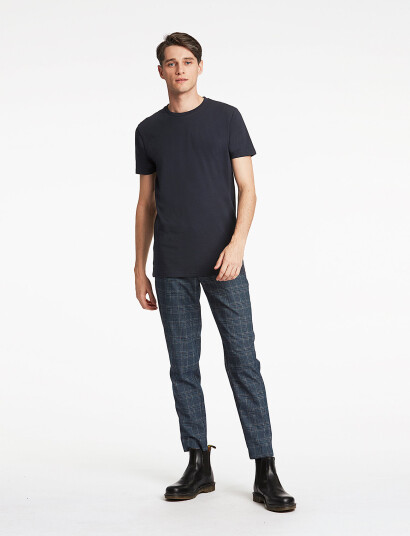 Lindbergh Mens Stretch Crew Neck Tee S/S - Blue - M