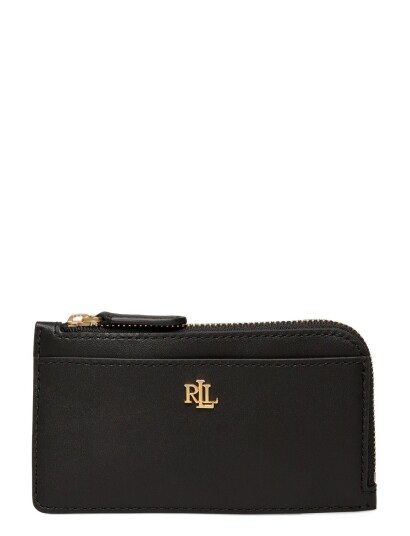 Lauren Ralph Lauren Leather L Zip Card Case   Black   ONE SIZE