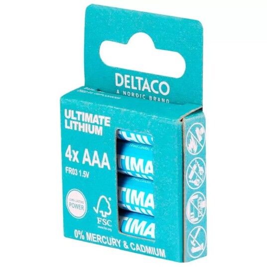 Deltaco Ultimate 4-pack Lithium AAA Batterier 1.5V