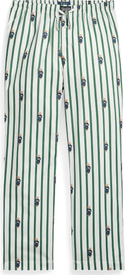Polo Ralph Lauren Polo Bear Striped Cotton Pajama Pant Green XL