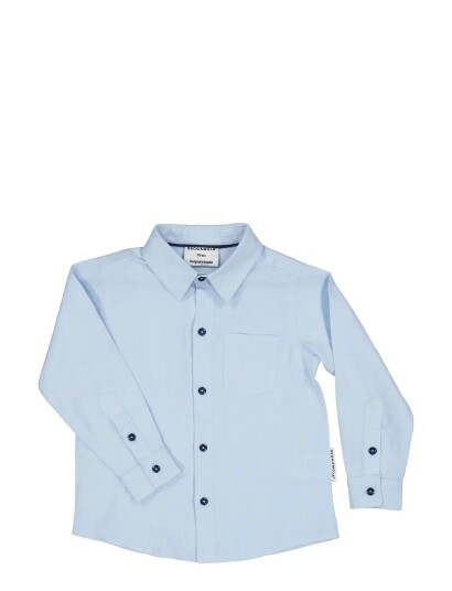 Geggamoja Linen Shirt L.s Blue 74/80 Geggamoja Linen Shirt L.s Blue 74/80