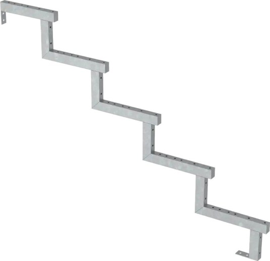 Trappevange PLUS Stål Trinndybde 28 cm Høyde: 850 mm, 5-Trinn