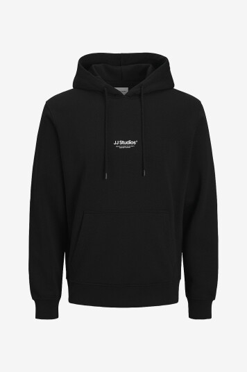 Jack & Jones Plus Hettegenser jjeSoho Sweat Hood Pls Svart Jack & Jones Plus Hettegenser jjeSoho Sweat Hood Pls Svart