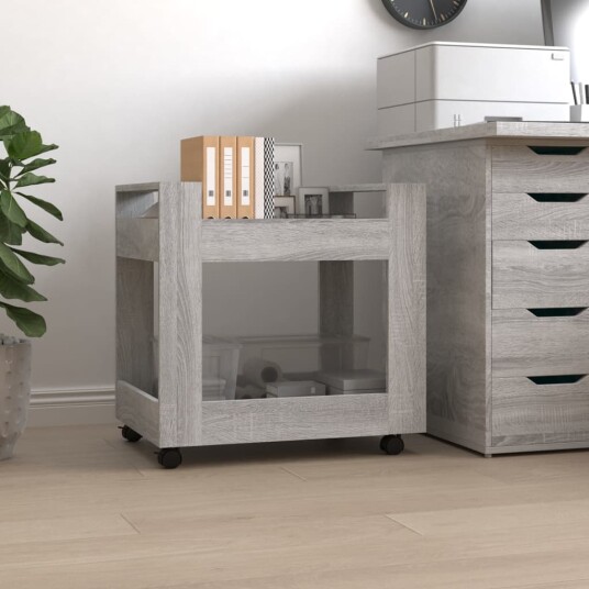 Tralle til skrivebord grå eik 60x45x60 cm konstruert tre Tralle til skrivebord grå eik 60x45x60 cm konstruert tre