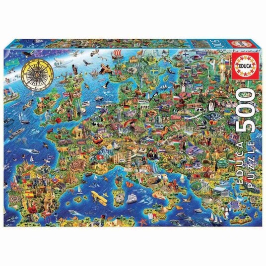 Educa - 500 pcs - Crazy European Map Puzzle  80-17962 