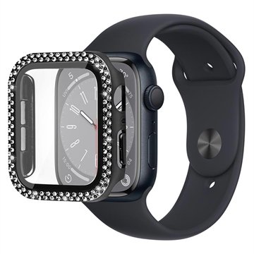 Rhinestone Dekorative Apple Watch Series 9/8/7 Deksel med Skjermbeskytter - 41mm - Svart