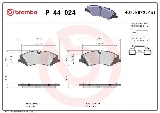 Bremseklosser BREMBO P 44 024
