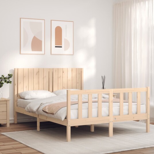 vidaXL Sengeramme med hodegavl 140x190 cm heltre 8720845980962