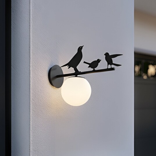 Utelampe Lindby Lintu Bird dimmbar Svart Balkong Metall Rustikk 15 40 Svart