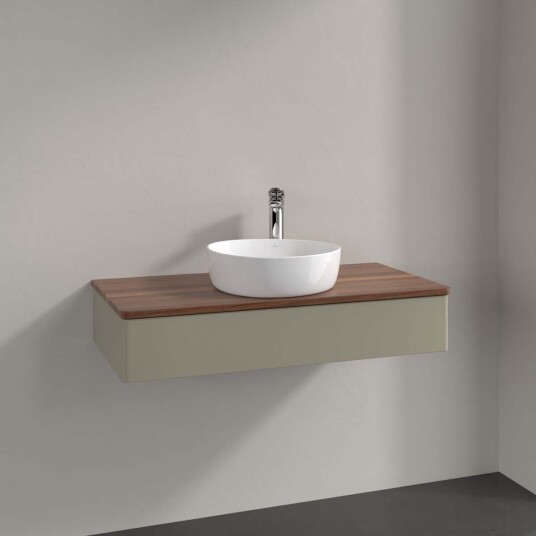 Villeroy & Boch Antao Servantskap med 1 skuff 100x50x19 cm m/lys Steingrå/Valnøtt Villeroy & Boch Antao Servantskap med 1 skuff 100x50x19 cm m/lys Steingrå/Valnøtt
