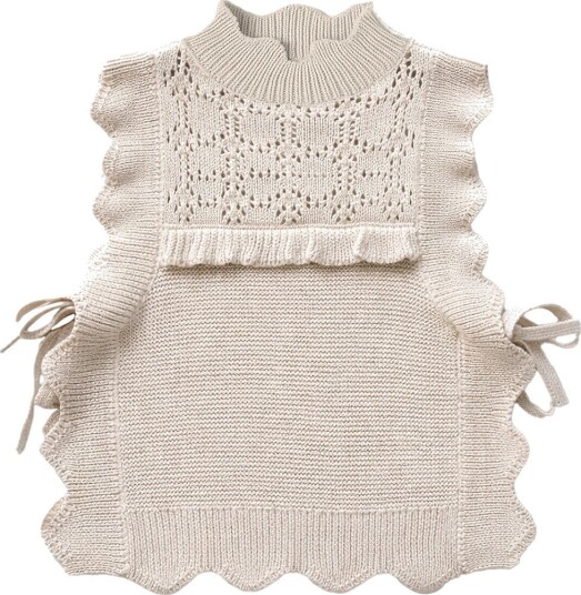 Fliink Vest Julie Bomull/Ull Sandskall Fliink 6 7 år (116 122) Vest Beige Hvit 116 112