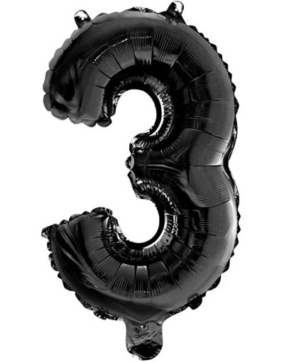 Tallet 3 Svart 41 cm Liten Folieballong