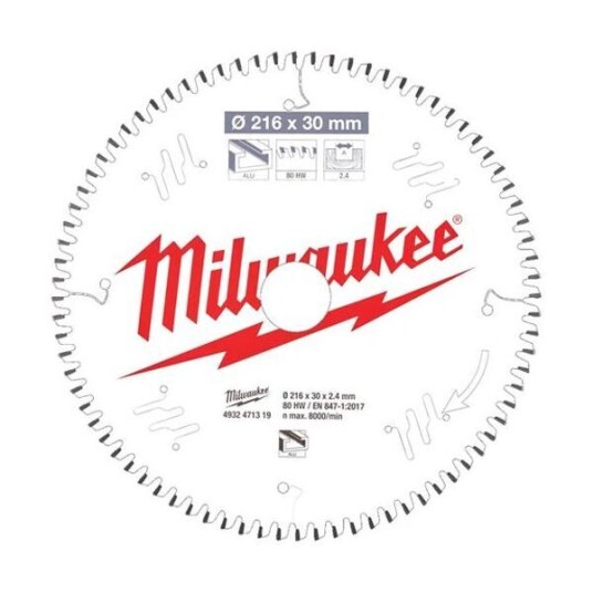 Milwaukee CSB MS Alu Sagklinge 216x2,4x30 mm, 80T