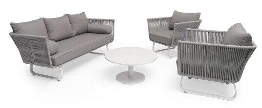 Hillerstorp Sandvika sofagruppe Hvit med beige pute 3-sitssoffa & 2 fåtöljer Hvit