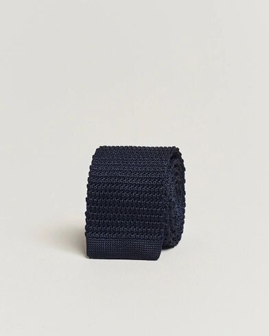 Amanda Christensen Knitted Silk Tie 6 cm Navy