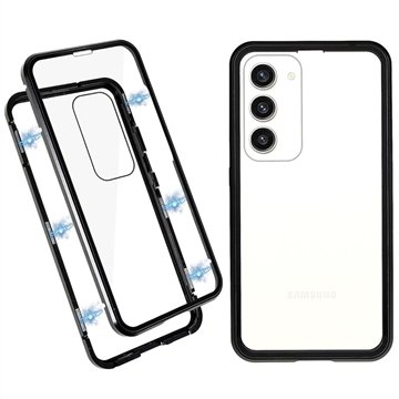 Samsung Galaxy S23 5G Magnetisk Deksel med Herdet Glass Svart