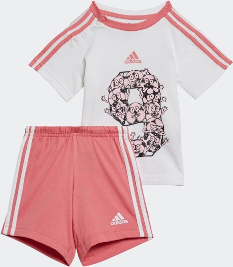 Rosa/Hvit Adidas 3S SP Sett (68 / 6 mnd)