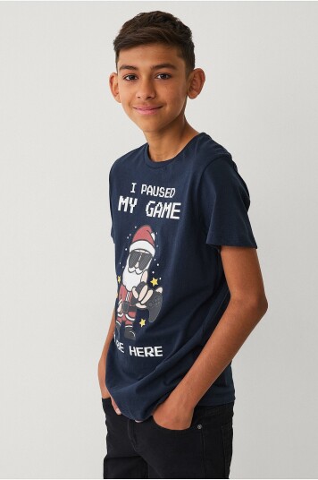 Ellos Collection T skjorte Christmas Henrik Blå Ellos Collection T skjorte Christmas Henrik Blå