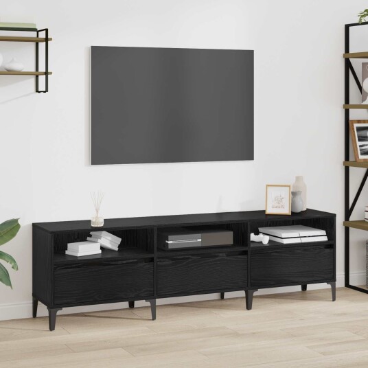  TV skap Svart Eik 150 x 30 x 45 cm Ingeniørtre og jern