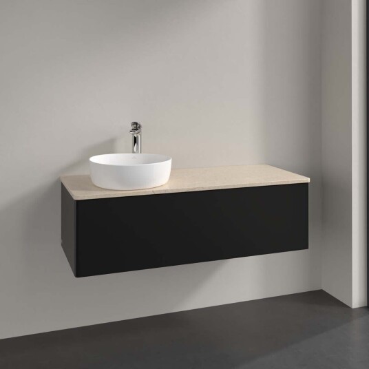 Villeroy & Boch Antao Servantskap med 1 skuff 120x50x36 cm m/lys Sort Matt/Crème Villeroy & Boch Antao Servantskap med 1 skuff 120x50x36 cm m/lys Sort Matt/Crème