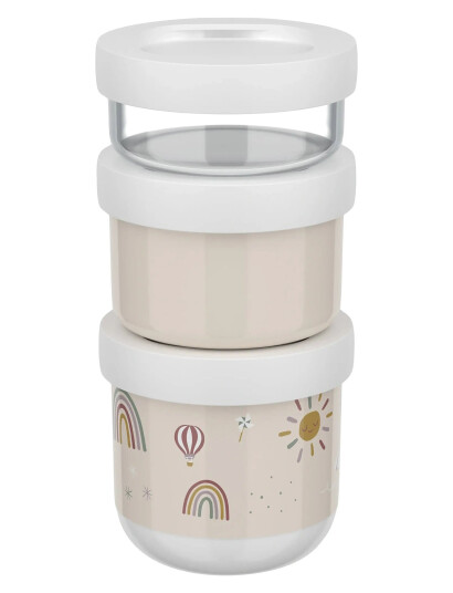 Mepal Snackboks-Tårn Mio Sunshine & Rainbow 3 Dele - Beige - 8.6X8.6X17.9CM