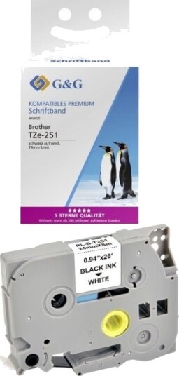G&G Skriftbånd Kompatibelt Med Brother Tze 251 G&G Skriftbånd Kompatibelt Med Brother Tze 251