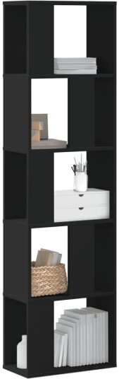 Bokhylle 5 etasjer svart 45x23,5x162,5 cm konstruert tre