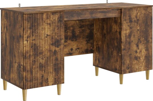vidaXL Skrivebord med hylle Røkt Eik 142,5 x 50 x 75 cm Konstruert tre