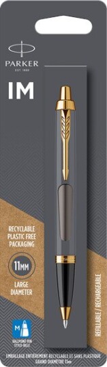 Parker IM Ballpoint Pen Grey Lacquer with Gold Trims Medium Point Blue Ink Parker IM Ballpoint Pen Grey Lacquer with Gold Trims Medium Point Blue Ink