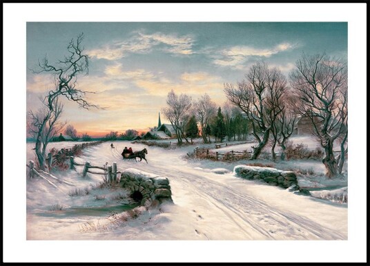 Horse And Carriage In Snow Plakat Plakat / 50x70cm