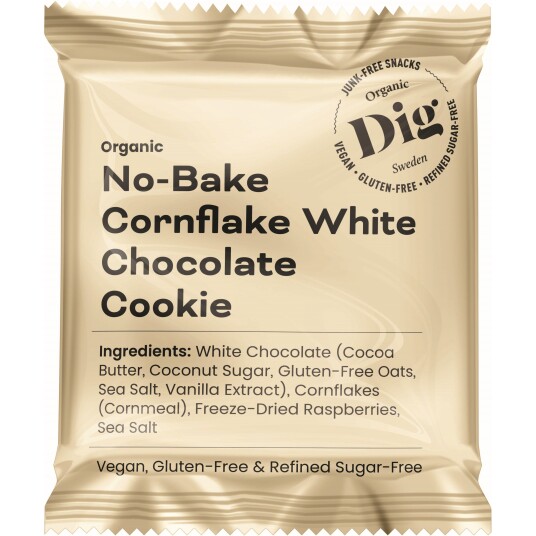 Dig Organic No-Bake Cornflake White Chocolate Cookie 35 g Dig Organic No-Bake Cornflake White Chocolate Cookie 35 g