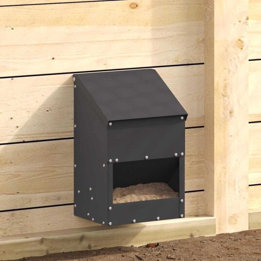 Vidaxl Hønsefutteral Svart 21 X 16 X 33 cm 3 kg Kaldvalsget Stål