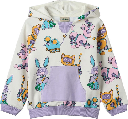 Småfolk Macoun Hoodie With Robot Pets Cream 92 98